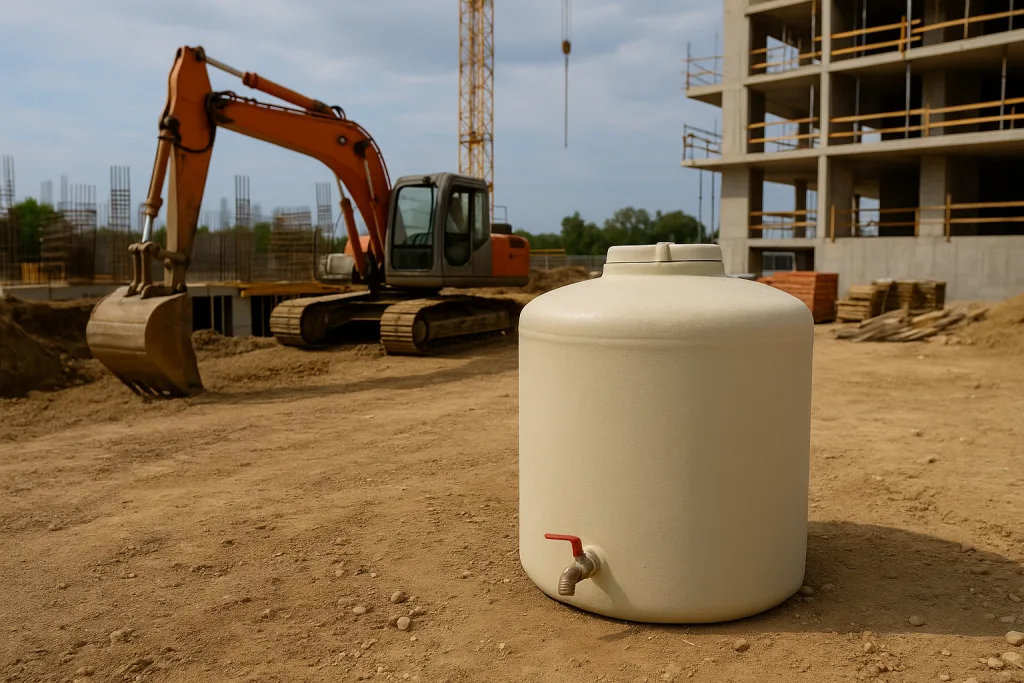 Instalação de depósitos em obras temporárias sem rede pública